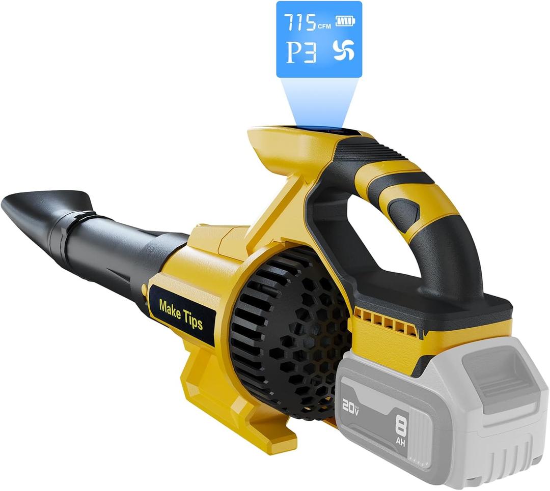 Cordless Leaf Blower for Dewalt 20V Max Battery (Tool Only) – Powerful Brushless Motor Delivers Up to 715 CFM & 150 MPH, 3-Speed LED Display Control, Lightweight Design for Yard, Lawn, Driveway, Snow