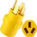 Kanayu 50Amp RV to Stove Adapter NEMA 14-50P to 10-50R, 4 Prong Generator RV 14-50P Male to 3 Prong Stove, Oven 10-50R Adapter Generator Dryer Power Cord Connector(Yellow)