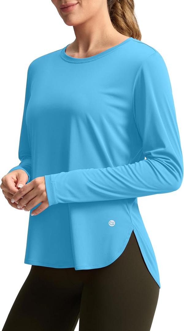 Women's Sun Shirts UPF 50+ Long Sleeve UV Protection Shirt Lightweight Quick Dry Workout Hiking Tops for Women(Sky Blue, S)