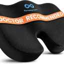 Everlasting Comfort Doctor Recommended Memory Foam Seat Cushion for Office Chairs & Car - Ergonomic Office Desk Accessories - Cushions for Tailbone Pain Relief, Sciatica (Black Upgraded, Large)