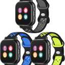 3 Pack Waterproof Silicone Gizmo Watch Band for Kids Compatible with Gizmo Watch 3 2 1/ Gabb Watch 3 2 1/ SyncUP/Cosmo JrTrack Watch, Breathable Soft Sport Bands with Air Holes Design for Boys Girls (Black Gray /Black Blue /Black Green)