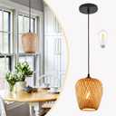 Wicker Pendant Lights Bamboo Pendants Light Boho Chandelier Rattan Pendant Wicker Light Fixture Woven Pendants Lights for Kitchen Island Living Room Dining Room (Bulb Incl.)