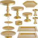 Hedume Set of 10 Cake Stand, Metal Cupcake Stand Set with Multiple Combination Styles, Dessert Plate Cake Serving Tray Candy Fruit Display Tower for Wedding, Birthday Party, Baby Shower, Anniversary