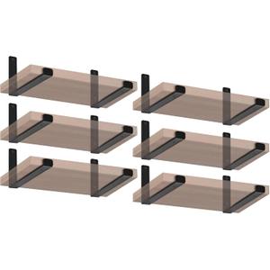 12 Pack - 7.25" L x 4" H x 1.5" W J Lip Shelf Brackets Rustic Farmhouse Iron Wall Floating Shelf Bracket Metal Shelf Bracket Industrial Shelf Supports with Screws Black