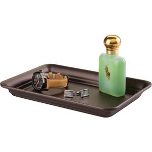 iDesign Metal Vanity Tray, Non-Slip Guest Towel Board for Cosmetics,Makeup,Jewelry,Keys,Bathroom,Kitchen,Office,Craft Room,Countertops,Closets Storage Organization, 6.5" x 10" x 1", Clear and Bronze