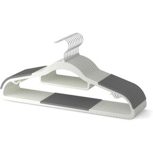 20 Pack Heavy Duty Plastic Hangers, Non Slip Clothes Hangers with Rubber Pads and 360 Hook - Thin Space Saving Hanger, Closet Organizer for Shirt, Pants, Suit, Skirt,Coat - Gray