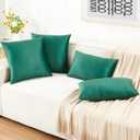 LANE LINEN Fluffy Filled Faux Velvet Throw Pillow Inserts Pack of 2-18 x 18 Inches Green Velvet Cushion Inserts, Made in Canada with 100% Polyester, Easy to Fluff and reshape