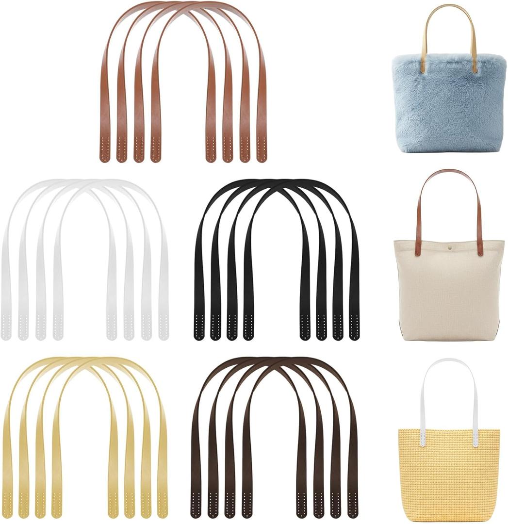 20 Pcs 24.8"L Leather Purse Handles, Premium Leather Purse Straps for Handbags Replacement, Multi-Color Bag Handles for Bag Making DIY Craft Supplies (5 Classic Colors)