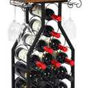 Wine Rack Floating Shelvesr Versatile Liquor Stand for Home Bar Mini Bar Table Wine Holder Stand Liquor Cabinet with Glass Holder Wood Tabletop 19 Bottles Floor Dining Room, Living Room, Medium