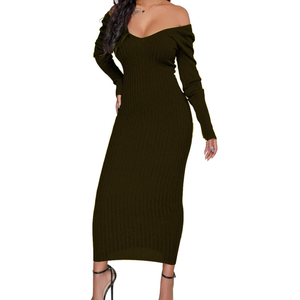 Womens Off Shoulder Plus Size Work Business Sweater Dresses Long Sleeves Bodycon Cardigans Outfits 2XL