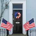 4th of July Wreath with Handmade Wooden Stars - 13 Inch Patriotic Front Door Wreath, Red White Blue American Flag Decor for Porch, Indoor Outdoor Memorial Day Independence Day