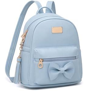 Backpack Purse for Women Girls Kids Mini Backpack for School Lightweight Waterproof PU Leather Bag, Bowknot, Tassel Pendant, Black