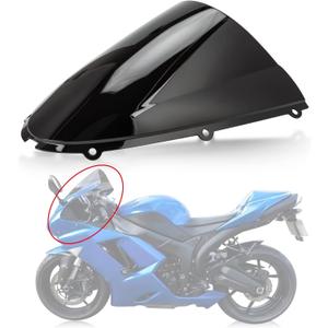 Windshield Windscreen Double Bubble for Ninja ZX6R 636 2005-2008 and for ZX10R 2006-2007 (Black)