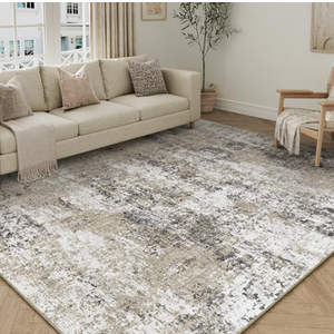 PureCozy Washable Brown Area Rug 6x9 Modern Abstract Living Room Large Carpet Bedroom Neutral Soft Throw Rug Low Pile Non Slip Indoor Contemporary Floor Cover for Dining Room Office