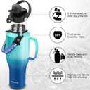 ABOTOCUP Water Bottle 40oz, Insulated Water Bottle with Handle & Straw Lids, Stainless Steel Water Bottle Fits in Any Car Cup Holder, Travel Cup Double Wall BPA-Free Leak-proof to Keep Cold &Hot