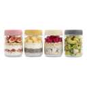 16oz 4Pack Glass Overnight Oats Jars Containers with Airtight Leakproof Lids, Reusable Mason Jars for Meal Prep, Yogurt Parfaits, Smoothies, Salads & Healthy Breakfasts (16 OZ-4-2)