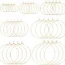BENECREAT 54Pcs 7 Styles 18K Real Gold Plated Round Beading Hoops, Brass French Open Earring Hoop Minimalist Earring Findings for Creation Gifts, Earring Jewelry Making DIY