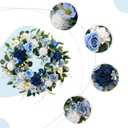22 Inch Spring/Summer Floral Wreaths for Front Door,Artificial Decoration Wreath with Rose Dahlia Hydrangea for Home Porch Wall Valentine Wedding Festival Decor(Blue)