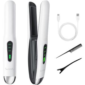 Sunmay Voga Cordless Hair Straightener and Curler 2 in 1, Portable Flat Iron Hair Straightener for Travel, Dual Voltage Titanium Wireless Straightening Iron for Women Touch-Ups - Not for Thick Hair