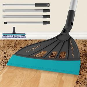 Magic Broom, Squeegee Broom for Floor Cleaning, Multifunctional Floor Squeegee with Adjustable Aluminum Handle, 60'' Magic Silicone Broom for Glass, Fine Dust, Pet Hair, Liquids (Smoky Gray)