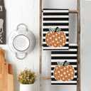 4 x Artoid Mode Orange Pumpkin Stripe Fall Kitchen Towels Set of 2 18x26 Inch