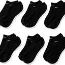 Nike Unisex Adult Everyday Cushioned Training No-Show Socks (6-Pack) | Mens and Womens (Medium, Black/White)