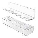 BVANQ Pool Cue & Ball Rack Wall Mount – Acrylic Billiard Storage Holder, Self-Adhesive or Screw Mounted, Space-Saving Game Room Organizer (Top Clip 6 Cues Holder)