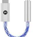 JCALLY JM6 Pro USB C Type-C to 3.5mm Dual DAC CX31993 MAX97220 digital audio portable decoding amp Hifi DAC mobile headset adapter for iPhone 15 plus max Galaxy S23 Ultra Android phone(Silver Blue)