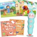 QuTZ Talking Pen Book Set, Learn to Read Sound Books, Learning Toys with 8 Tap to Read Books, 600+ Words & Fun Facts, 6 Phonics Story Books, 700+ Games, Educational Toy for Kids 3+ (Cardboard Version)