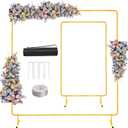 6.6FTx6.6FT Wedding Balloon Arch Backdrop Stand, Gold Square Rectangular Metal Background Arch Frame for Garden Flower Arch, Birthday, Baby Shower Parties Decoration