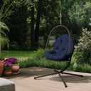 Arden Plush Indoor/Outdoor Egg Chair Cushion, 34 x 49, Water Repellent, Fade Resistant, Tufted for Comfort Sapphire Blue Leala