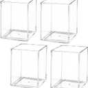 AZUREAL 4 Pack Clear Acrylic Pen Holder Cup, Clear Makeup Brush Holder, Thickened Acrylic Desktop Stationery Organizer for Office, School, and Home Storage