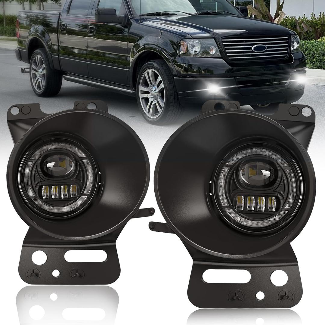 Ultra-Bright LED Fog Lights with DRL and Turn Signals Fit for 2005 2006 2007 2008 Ford F150, 2006-2010 Lincoln Mark LT, Front Driving Fog Lamps Assembly, DOT Certified - 1 Pair