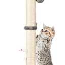 MeowHomm 32'' Tall Cat Scratching Post Cat Scratcher with Hanging Ball, Durable Cat Scratching Post for Indoor with Sisal Rope (Gray) (Classic - Grey)