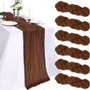 6 x 6 Pack 10FT Brown Cheesecloth Table Runner 120 Inch Long Gauze Rustic Boho Spring Cheese Cloth Table Runner Sheer Fabric Decorations for Holiday Party Wedding Banquet Bridal Baby Shower Dcor