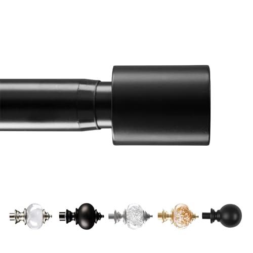 Deconovo Heavy-Duty Black Cylinder Curtain Rod, Adjustable 48-84 Inch Decorative Window Rod, 3/4 Inch Metal Tube for Curtains, Drapes & Blackout Panels, Easy Installation, Elegant Finials