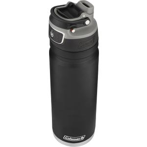 Coleman Autoseal FreeFlow Stainless Steel Water Bottle, Black, 24oz