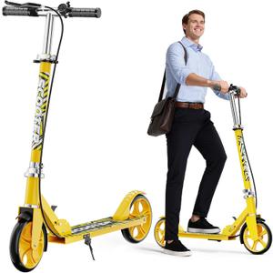 Scooters for Kids 8-12, Teens & Adults - Lightweight, Foldable, 8-Inch Big Wheels, Hand Brake & Bell, 4 Adjustable Height Levels, 240 lbs Max Load, Perfect for School, Campus and Park Rides