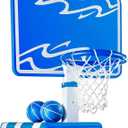 Play22 Swimming Pool Basketball Hoop - 4 Adjustable Height - Revolutionary Base and Storage System, Large Backboard 33"x 54", Pool Toys Basketball Game, Includes 2 Balls and Pump