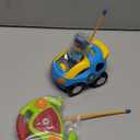 Prextex 1 Pack Cartoon Remote Control Cars for Toddlers - Police Car and Race Car with Steering Wheel Controllers and Lights - Different Frequencies So Both Can Race Together - Toddler Gift 18+ Months