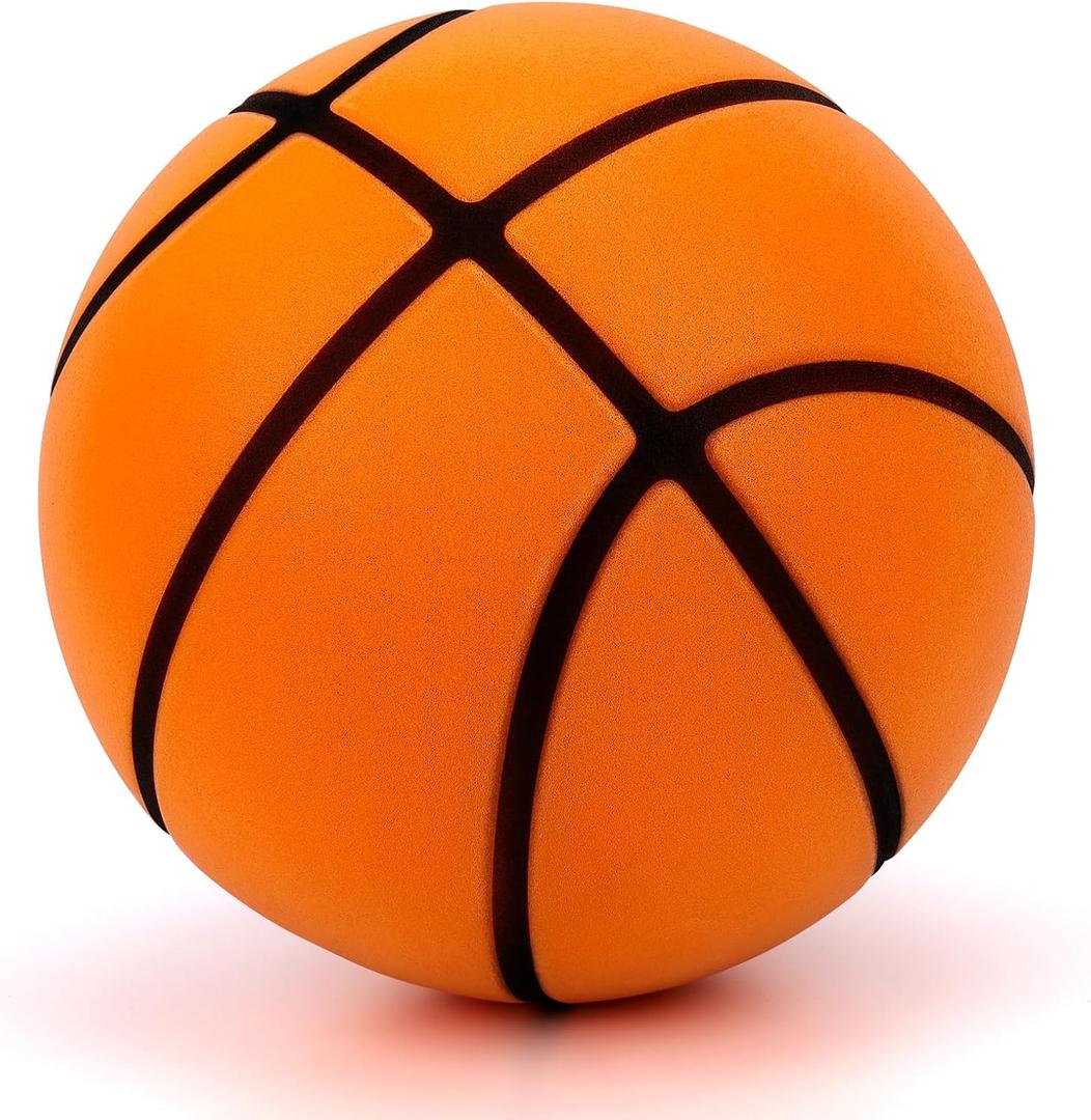 Silent Basketball Size 7, Airless Basketball for Quiet Dribbling and Indoor Training, Soft Foam Noiseless Ball
