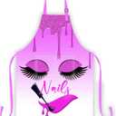 Nails Apron Unicorn Eyelash Hello Gorgeous Apron for Women Manicurist Esthetician Cosmetology Hairstylist Cooking (Purple)