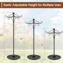 Adjustable Double Shepherd's Hook, 34-63 Inch Black Iron Stand for Indoor/Outdoor Use Ideal for Hummingbird Feeders, Hanging Plants, Lanterns, Wind Chime
