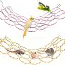 Bird Swing Climbing Rope Net Toys 14" x 24" Parakeet Hemp Rope Perch Swing Ladder Bridge Hanging Hammock Small Animal Activity Toy for Parrot Lovebirds Hamster Mice Rat Ferret (Random Color)(2 Pcs)