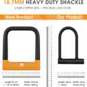 Anti Theft Heavy Duty Bicycle U Lock with 3 Keys, 18.76mm, Black, 5.32 in Width Inside Dimension