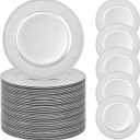 50 Silver Charger Plates Bulk, 13" Round Beaded Decorative Dinner Chargers for Wedding, Holiday, Baby Shower, Event Decoration (Silver)