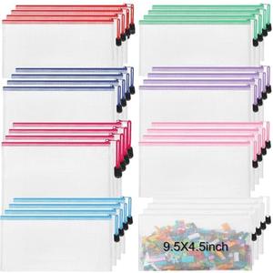 Jetec 32 Pcs Mesh Zipper Bags Toy Storage Bikini Organizer Bag Bolsas Para Guardar Trajes De Baño Waterproof Zipper Reusable Pouch Puzzle Multipurpose for Storage Office(Classic Color,9.5 x 4.5 Inch)