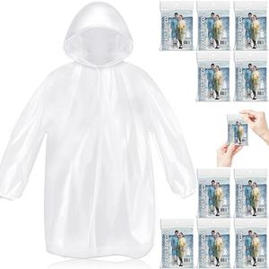MZYIWUU 10 Pack Disposable Rain Ponchos for Adults, Card-Sized Ponchos Family Pack with Hood, Portable Rain Poncho for Travel, Emergency Rain Poncho for Outdoor, Daily Use