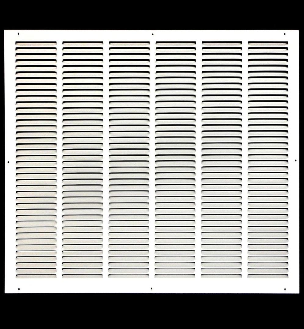 HVAC Premium 32'' x 26'' [Duct Opening] Flat Stamped Steel Return Air Grille - Sidewall and Ceiling - HVAC Vent Duct Cover - White [Outer Dimensions: 33.75''w X 27.75''h]