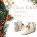 Women's Cozy Knit Slipper Boots Memory Foam Non-slip Indoor Outdoor Warm House Booties (7-8, Nordic Ivory)
